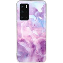 Mobigear Marble Huawei P40 Hoesje Flexibel TPU Backcover - Paars