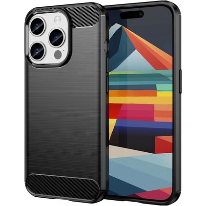 Mobigear Brushed Slim iPhone 15 Pro Hoesje Flexibel TPU Backcover - Zwart