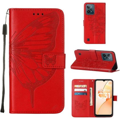 Mobigear Butterfly Realme C31 Hoesje Bookcase Portemonnee - Rood