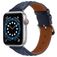 Mobigear Genova Leren Apple Watch Bandje Gespsluiting - 49/46/45/44 mm - Donkerblauw