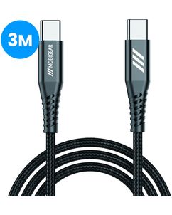 Mobigear Nylon USB-C naar USB-C Kabel 3 m - Zwart