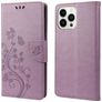 Mobigear Flowers iPhone 14 Pro Hoesje Bookcase Portemonnee - Paars