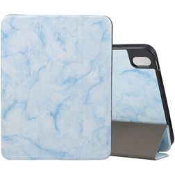 Mobigear Tri-Fold Marble iPad Air 11 Inch (2024) Hoes Bookcase + Stylus Houder - Blauw