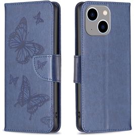Mobigear Butterfly iPhone 15 Plus Hoesje Bookcase Portemonnee - Blauw