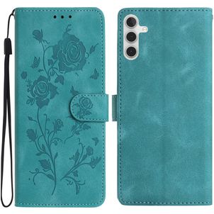 Mobigear Flowers Samsung Galaxy A17 Hoesje Bookcase Portemonnee - Groen