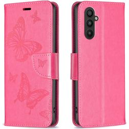 Mobigear Butterfly Samsung Galaxy A24 Hoesje Bookcase Portemonnee - Magenta