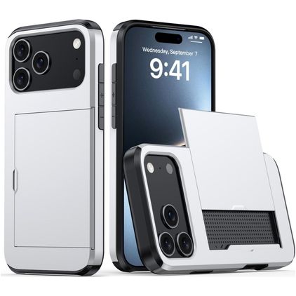 Mobigear Card iPhone 18 Pro Max Hoesje Hardcase Backcover Shockproof met Pasjeshouder - Zilver