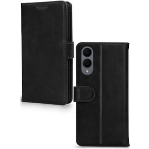 Mobilize Wallet Samsung Galaxy S25 Edge Hoesje Echt Leer Bookcase Portemonnee - Zwart