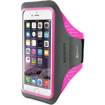 Mobiparts Comfort Fit Telefoonhouder Hardlopen iPhone 7 Sport Hoesje Neopreen Sportarmband - Neon Pink