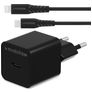 Mobilize Single USB-C Oplader Apple Lightning 1 Meter Power Delivery 20W - Zwart