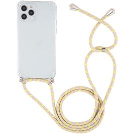 Mobigear Lanyard iPhone 12 Pro Max Flexibel TPU Hoesje met koord - Transparant / Geel