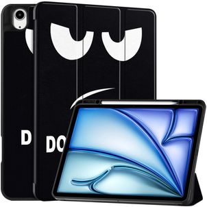 Mobigear Tri-Fold iPad Air 13 Inch (2024) Hoes Bookcase + Stylus Houder - Do Not Touch