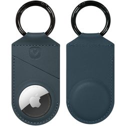 Valenta Snap Apple AirTag Hoesje Echt Leer Sleutelhanger - Blauw