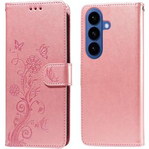 Mobigear Flowers Samsung Galaxy S26 Plus Hoesje Bookcase Portemonnee - Roségoud
