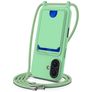 Mobigear Lanyard Card iPhone 16 Siliconen Hoesje met koord en Pasjeshouder - Groen