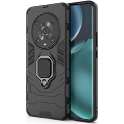 Mobigear Armor Ring HONOR Magic 4 Pro Hoesje Hardcase Backcover Shockproof met Ringhouder - Zwart