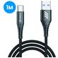 Mobigear Nylon USB-A naar USB-C Kabel 1 Meter - Zwart
