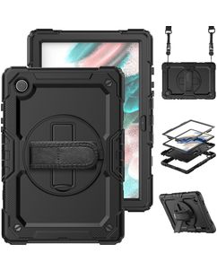 Mobigear SureGrip Xtreme Samsung Galaxy Tab A8 10.5 (2021) Hoes Hard Kunststof,Siliconen Backcover + Schouderband + Standaard - Zwart
