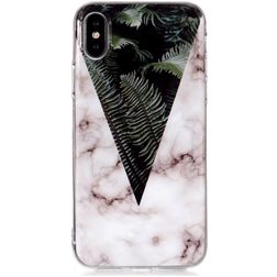 Mobigear Marble iPhone XS Max Hoesje Flexibel TPU Backcover - Leaves