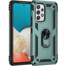 Mobigear Armor Ring Samsung Galaxy A53 Hoesje Hardcase Backcover Shockproof met Ringhouder - Groen