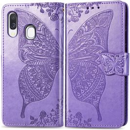 Mobigear Butterfly Samsung Galaxy A40 Hoesje Bookcase Portemonnee - Paars