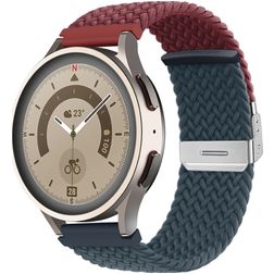 Mobigear Braided Dual Nylon Smartwatch Bandje Klemsluiting - Universeel 20 mm aansluiting - Blauw / Rood
