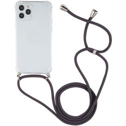 Mobigear Lanyard iPhone 12 Pro Max Flexibel TPU Hoesje met koord - Transparant / Grijs