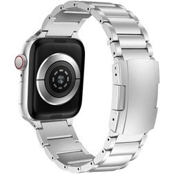 Mobigear Brisbane Titanium Apple Watch Bandje Vouwsluiting - 42/41/40/38 mm - Zilver