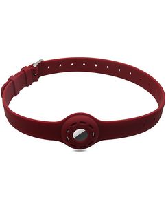 Mobigear Apple AirTag Hoesje Flexibel Siliconen Halsband - 23.5 - 47.5 cm - Bordeaux Rood