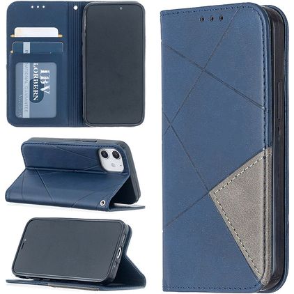 Mobigear Rhombus Slim iPhone 12 Mini Hoesje Bookcase - Blauw