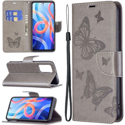 Mobigear Butterfly POCO M4 Pro 5G Hoesje Bookcase Portemonnee - Grijs
