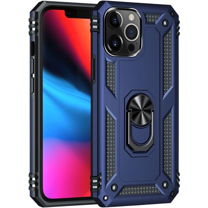 Mobigear Armor Ring iPhone 13 Pro Hoesje Hardcase Backcover Shockproof met Ringhouder - Blauw