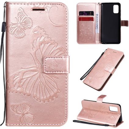 Mobigear Butterfly Samsung Galaxy A41 Hoesje Bookcase Portemonnee - Roségoud