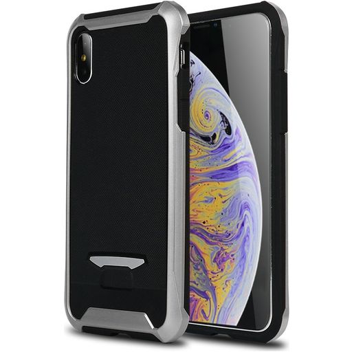Mobigear Armor iPhone XS Max Hoesje Hardcase Backcover Shockproof - Zwart / Zilver