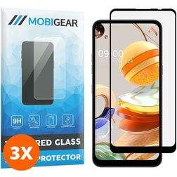 Mobigear Premium LG K61 Glazen Screenprotector - Case Friendly - Zwart (3-Pack)