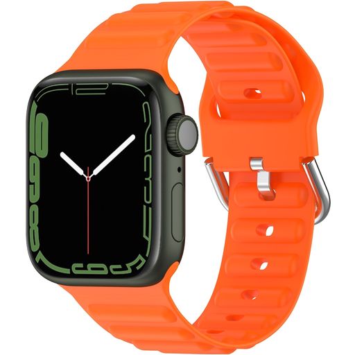 Mobigear Bumpy Siliconen Apple Watch Bandje Gespsluiting - 49/46/45/44 mm - Oranje
