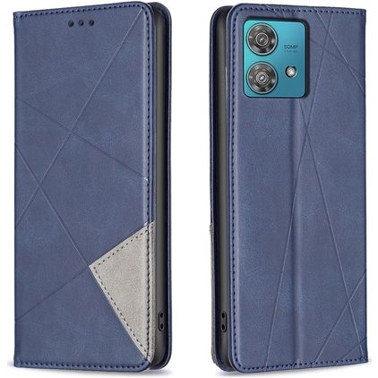 Mobigear Rhombus Slim Motorola Edge 40 Neo Hoesje Bookcase - Blauw