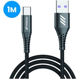Mobigear Nylon USB-A naar USB-C Kabel 1 Meter - Zwart Mobigear Nylon USB-A naar USB-C Kabel 1 Meter - Zwart