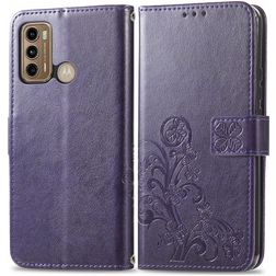 Mobigear Clover Motorola Moto G60 Hoesje Bookcase Portemonnee - Paars