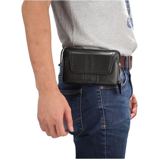 Mobigear Broekriemhoesje (max 15 cm x 9 cm) - Riemtasje - Holster - Zwart