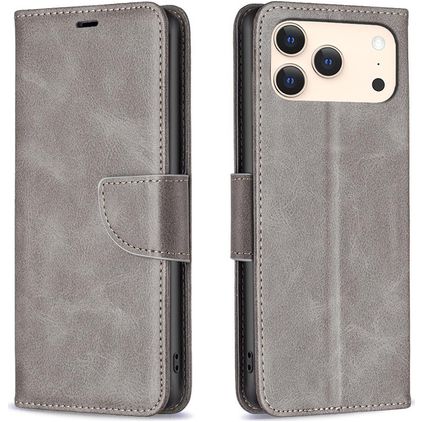 Mobigear Excellent iPhone 18 Pro Max Hoesje Bookcase Portemonnee - Grijs