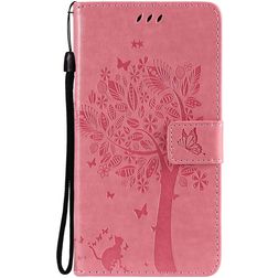 Mobigear Tree Samsung Galaxy S21 Hoesje Bookcase Portemonnee - Magenta
