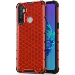 Mobigear Honeycomb Realme C3 Hoesje Hardcase Backcover Shockproof - Rood