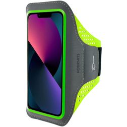 Mobiparts Comfort Fit Telefoonhouder Hardlopen iPhone 13 Mini Sport Hoesje Neopreen Sportarmband - Neon Green