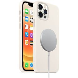 Mobigear Rubber Touch iPhone 12 Siliconen MagSafe Hoesje Backcover - Wit