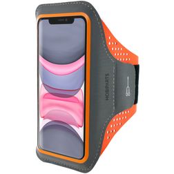 Mobiparts Comfort Fit Telefoonhouder Hardlopen iPhone 11 Sport Hoesje Neopreen Sportarmband - Neon Orange