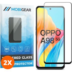 Mobigear Premium OPPO A98 Glazen Screenprotector - Case Friendly - Zwart (2-Pack)