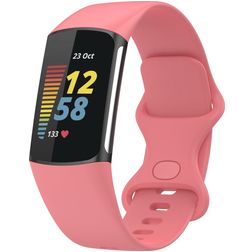 Mobigear Sport Dual Siliconen Fitbit Charge 5 Bandje Druksluiting - Magenta