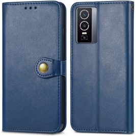 Mobigear Snap Button Vivo Y76 Hoesje Bookcase Portemonnee - Blauw