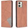 Mobigear Rhombus Slim Motorola Moto G54 Hoesje Bookcase - Bruin